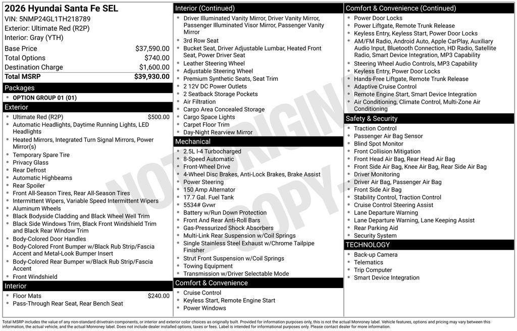 2026 Hyundai SANTA FE SEL