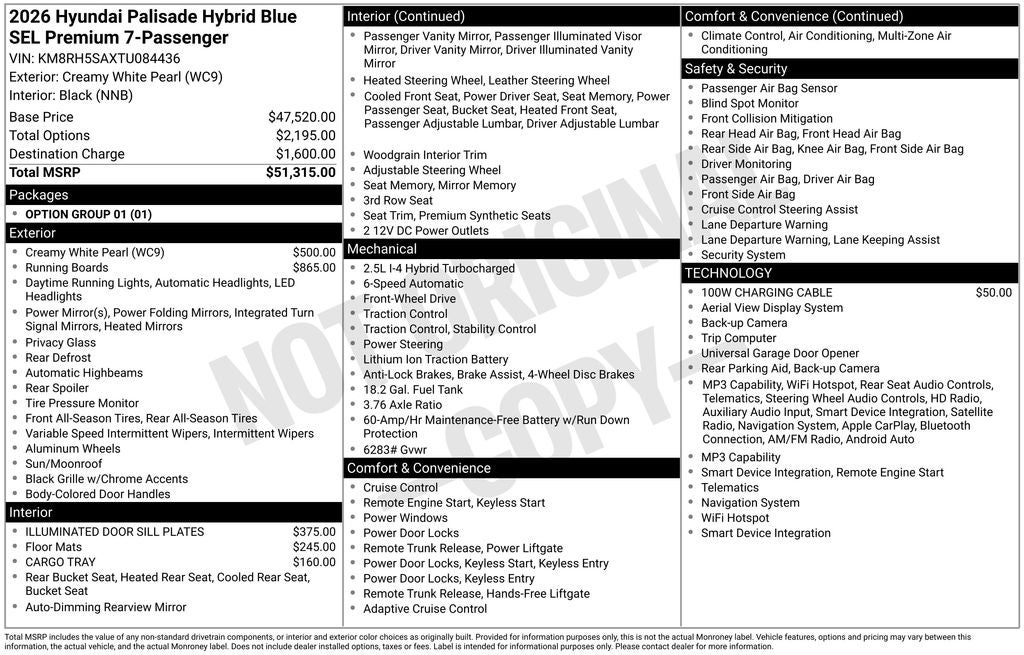 2026 Hyundai PALISADE HYBRID Blue SEL Premium 7 Passenger