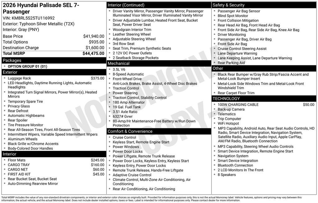 2026 Hyundai PALISADE SEL 7 Passenger