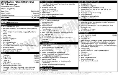 2026 Hyundai PALISADE HYBRID Blue SEL 7 Passenger