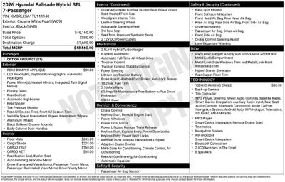 2026 Hyundai PALISADE HYBRID SEL 7 Passenger