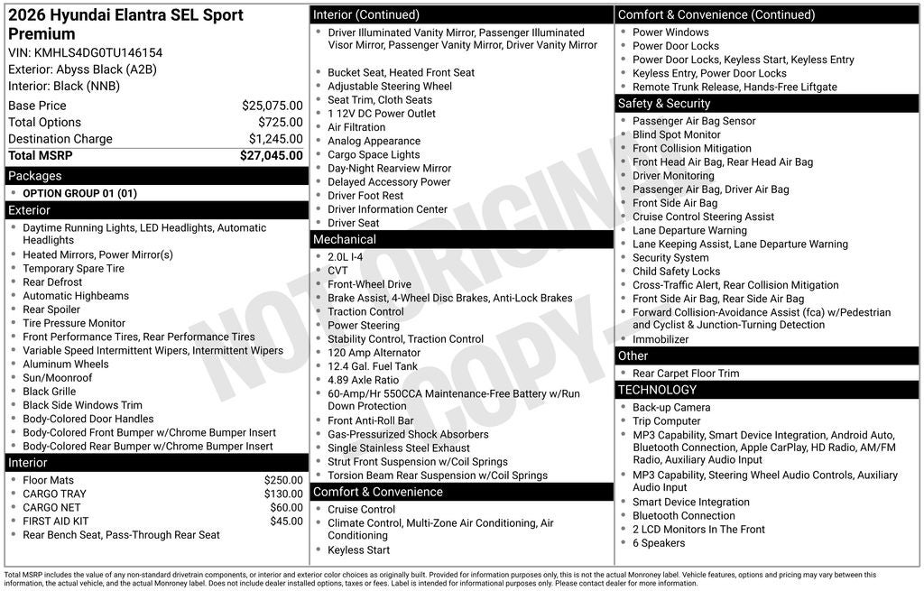2026 Hyundai ELANTRA SEL Sport