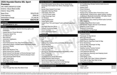 2026 Hyundai ELANTRA SEL Sport