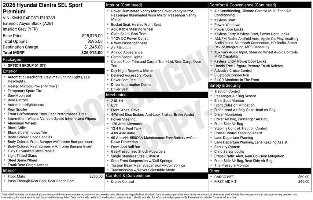 2026 Hyundai ELANTRA SEL Sport