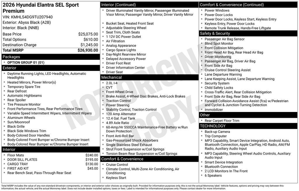 2026 Hyundai ELANTRA SEL Sport