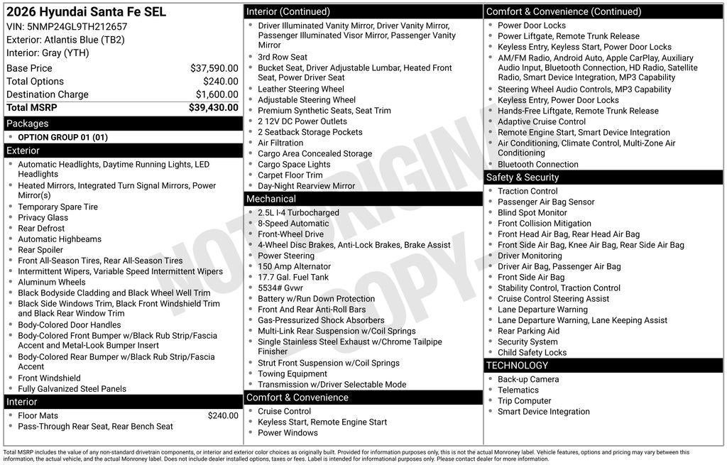 2026 Hyundai SANTA FE SEL