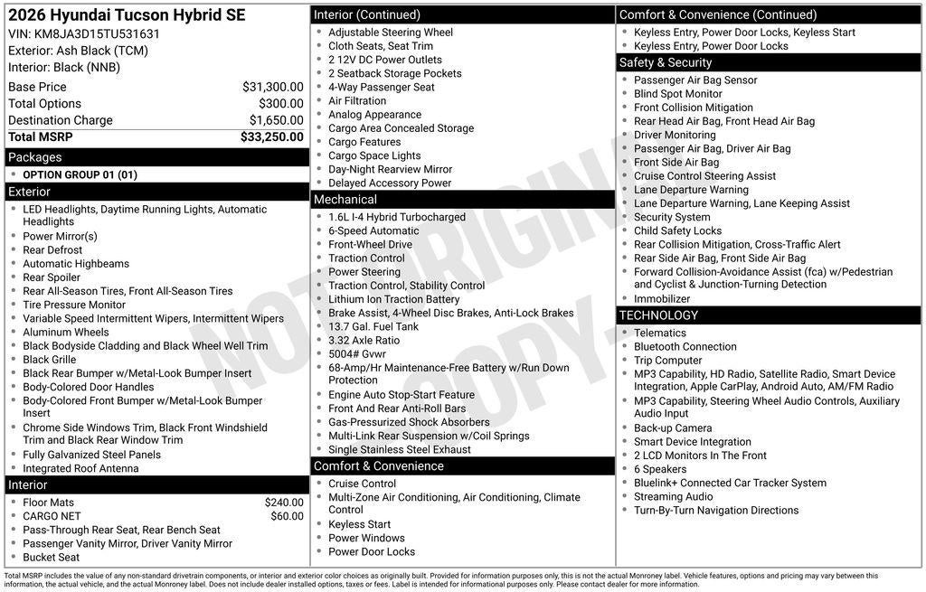 2026 Hyundai TUCSON HYBRID SE