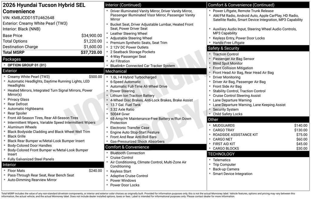 2026 Hyundai TUCSON HYBRID SEL Convenience