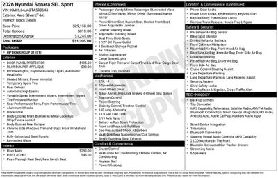 2026 Hyundai SONATA SEL Sport