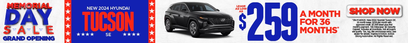 New 2024 Hyundai Tucson - Lease as low as $259 per month. Act Now.