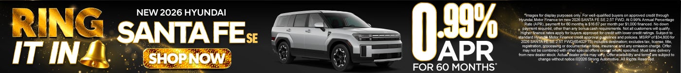 New 2026 Hyundai Santa Fe SE	0.99%APR for 60 months**